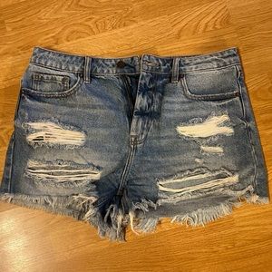 Hidden distressed jean shorts